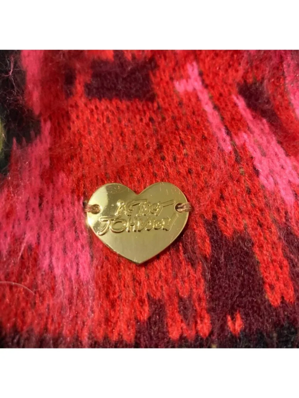 Betsey Johnson Deadstock Pink Black And Red Scarf Or Wrap